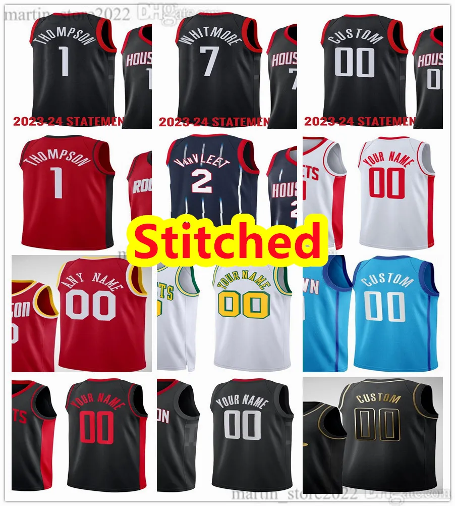 Stitched Basketball Jerseys 5 Fred VanVleet 4 Jalen Green 28 Alperen Sengun 3 Kevin Porter Jr. 10 Jabari Smith Jr. Tari Eason 8 Jae'Sean Tate 1 Amen Thompson 7 Cam Whitmore