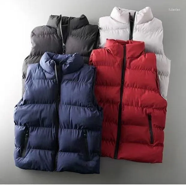 Hommes gilets 2023 haute qualité marque manteaux gilet automne et hiver décontracté confortable sans manches couleur unie épaissi coton vestes Y19