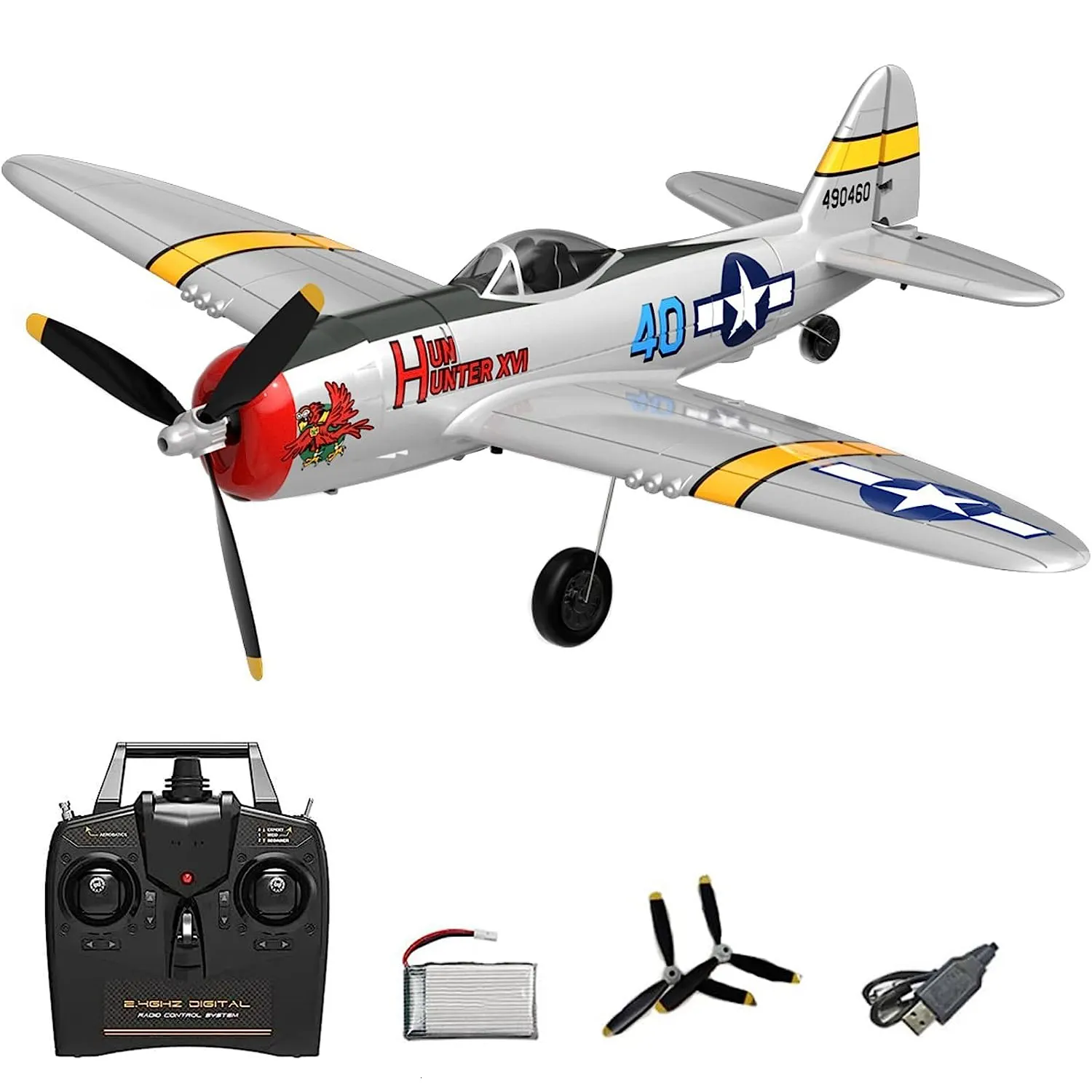 Modèle d'avion Avion RC P47 RTF One Key Aerobati Fighter Lightning Plane Envergure 4Ch avec système de stabilisation Xpilot 230801