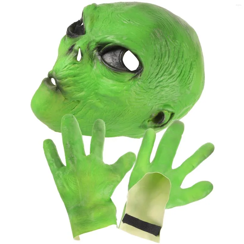 Ballkappen 1 Set Gruselmaske Alien Cosplay Halloween Latex mit Handschuhen