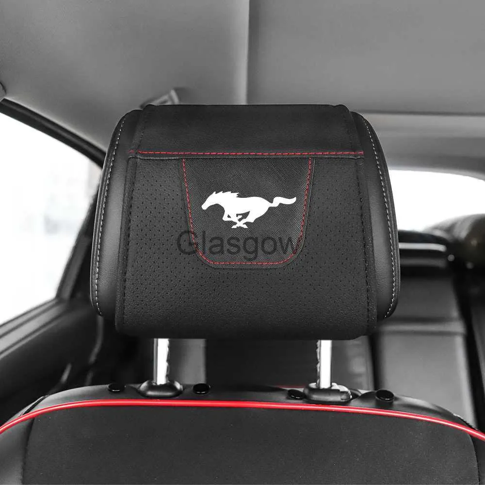 Bilstolar 1PC PU LÄDER BIL Huvudstödskydd Case Car Headest Cover för Ford Mustang X0801