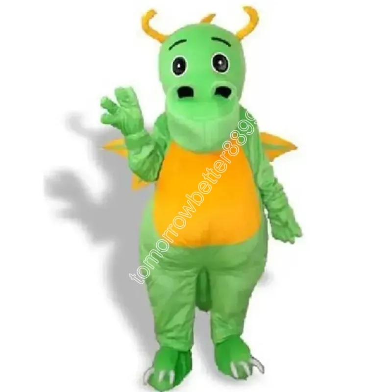 Costume de mascotte dessin animé dinosaure vert Costumes de mascotte Halloween événement de noël Costumes de jeu de rôle robe de jeu de fourrure Costume d'ensemble de fourrure