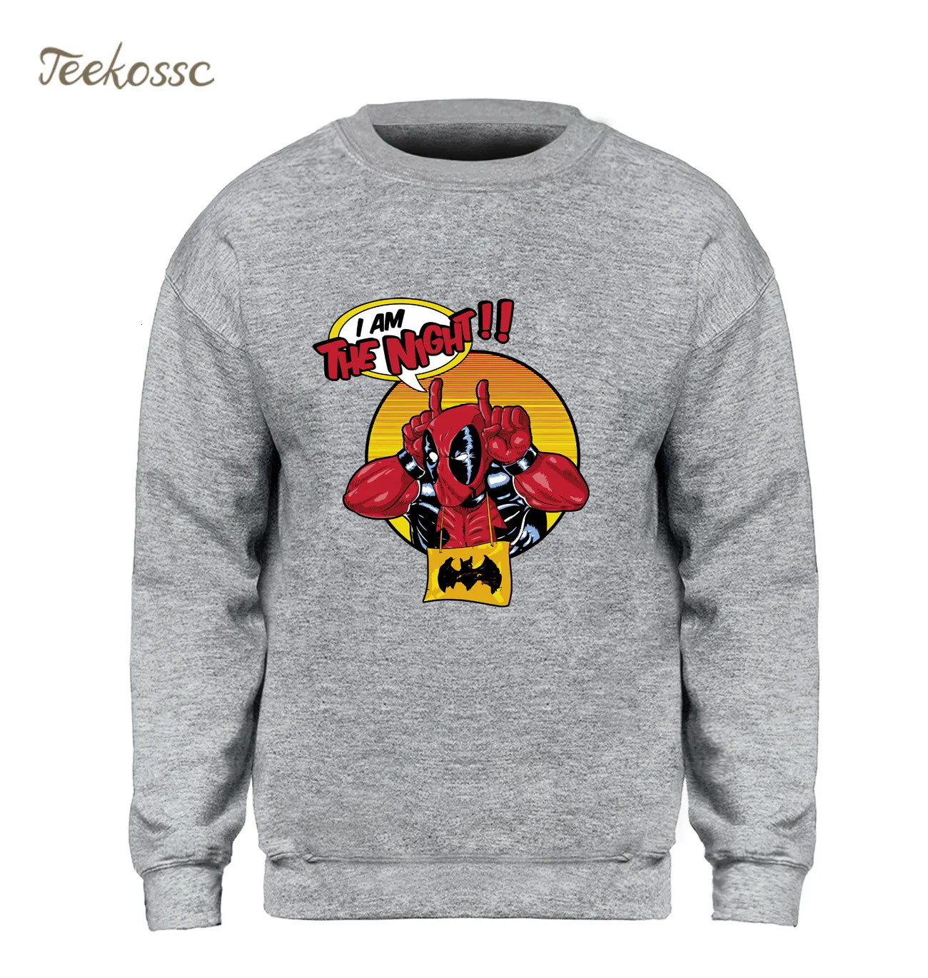 Super Hero Deadpool Hoodie Men I Am The Night Sweatshirt Funny Printed Crewneck Sweatshirts Winter Autumn Dead Pool Streetwear
