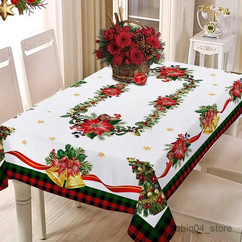 Nappe de table Nappe de Noël Table rectangulaire Nappe d'hiver Arbre de Noël Vacances Country Party Nappe décorative extérieure R230823