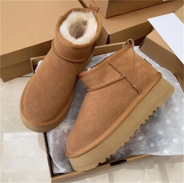 Snow Boots Designer Women Tazz Mini Platform Boot Thick Bottom Suedes Shoes Women Fashion Winter Warm Fur Ankle Booties