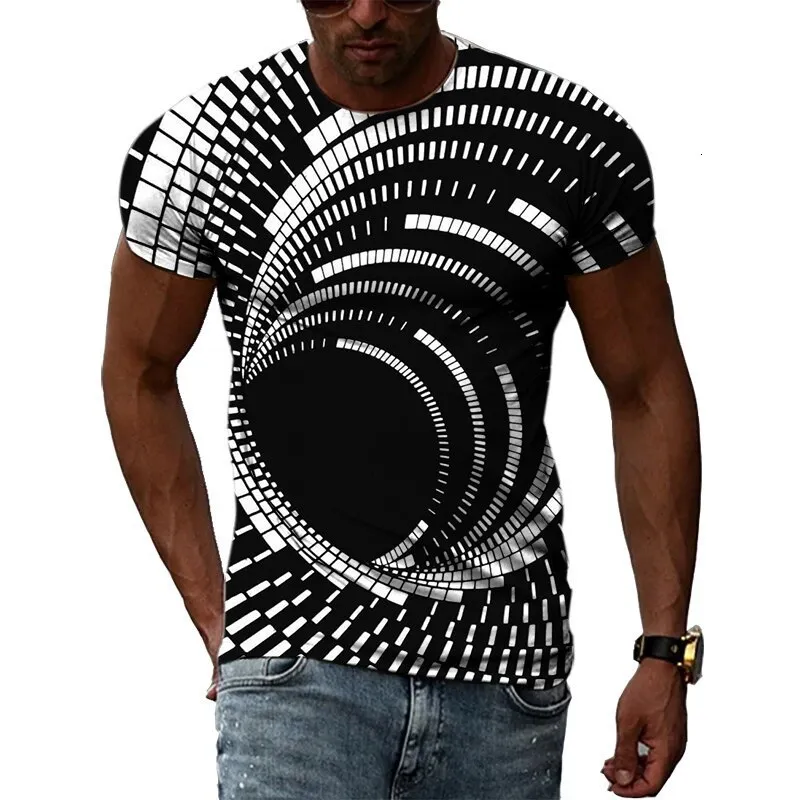 Herren T-Shirts Tunnel Vertigo 3D-Druck T-Shirt Männer Frauen Mode Kinder Hip Hop Tops T-Shirts Dreidimensionale Grafik T-Shirt Jungen 230731