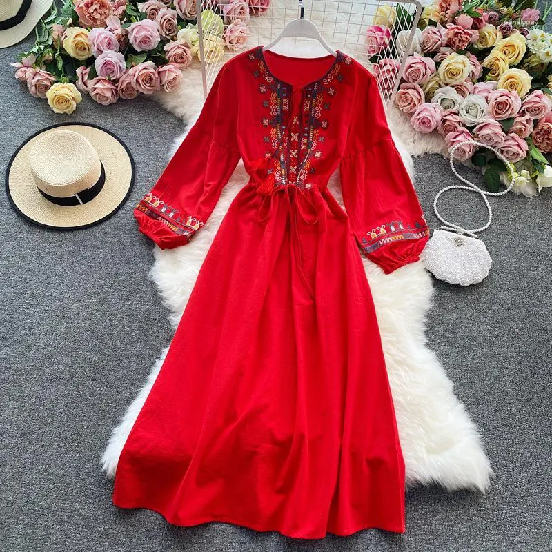 Elegant Linen Dress: Womens Boho Embroidered Long Sleeve Casual Dress -  Perfect for Spring, Summer Parties & Ethnic Style from Dhgate Basic &  Casual Dresses - price 45.3