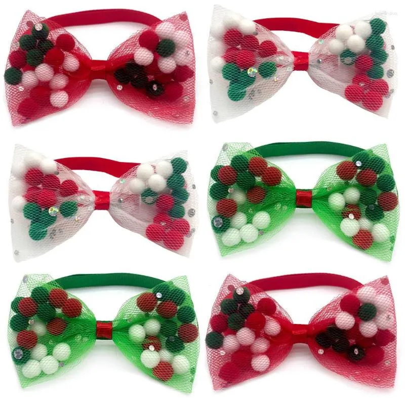 Hundkläder 50/100st julvalp tillbehör Båge slips hårball stil hundar bowties slipsar liten katt grooming collar