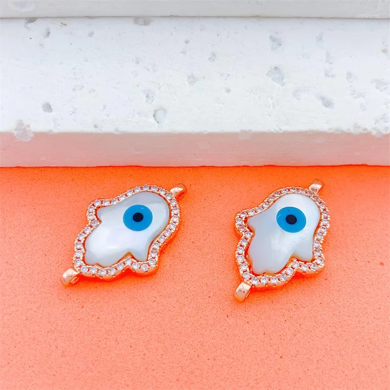 Charms DIY Turkish Eye Jewelry Findings Hamsa Cross Greek Evil Shell Charm Connector Women Needlework Making MOM Girl Gifts