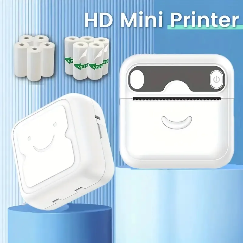 Groothandel mini-thermische printer: druk foto's, etiketten, documenten meer af - wordt geleverd met papier, handmatige oplaadkabel!