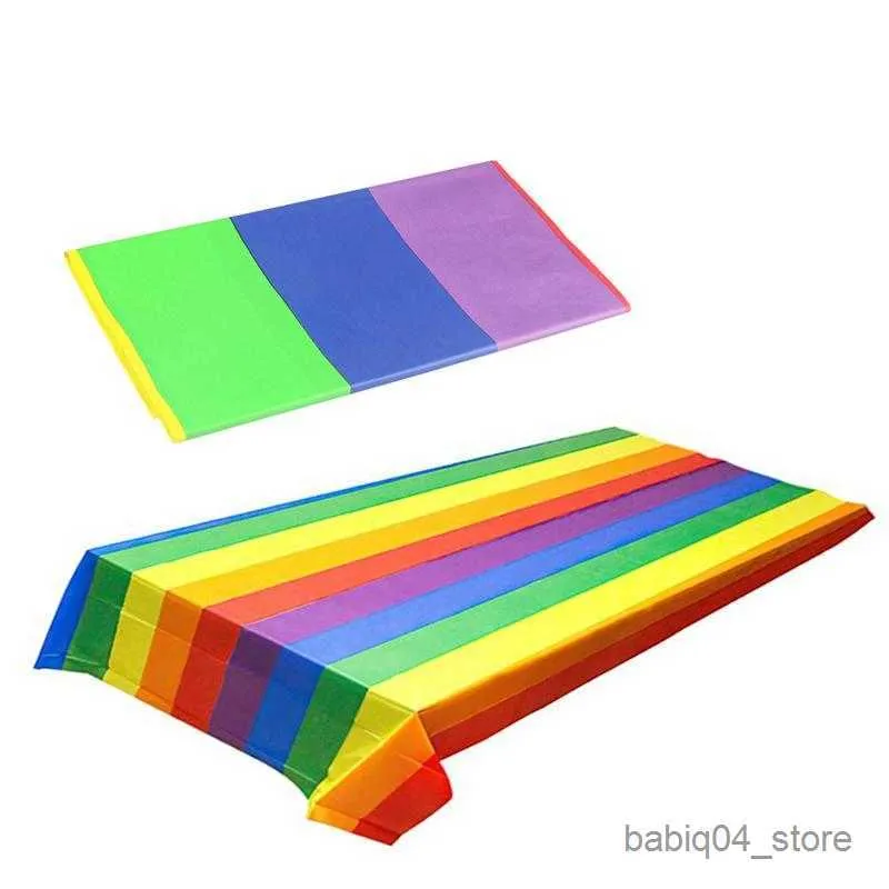 Table Cloth Rainbow Table Tablecloth Waterproof Rectangular Table Cover Colorful Rainbow Birthdays Party Supplies Inches R230819