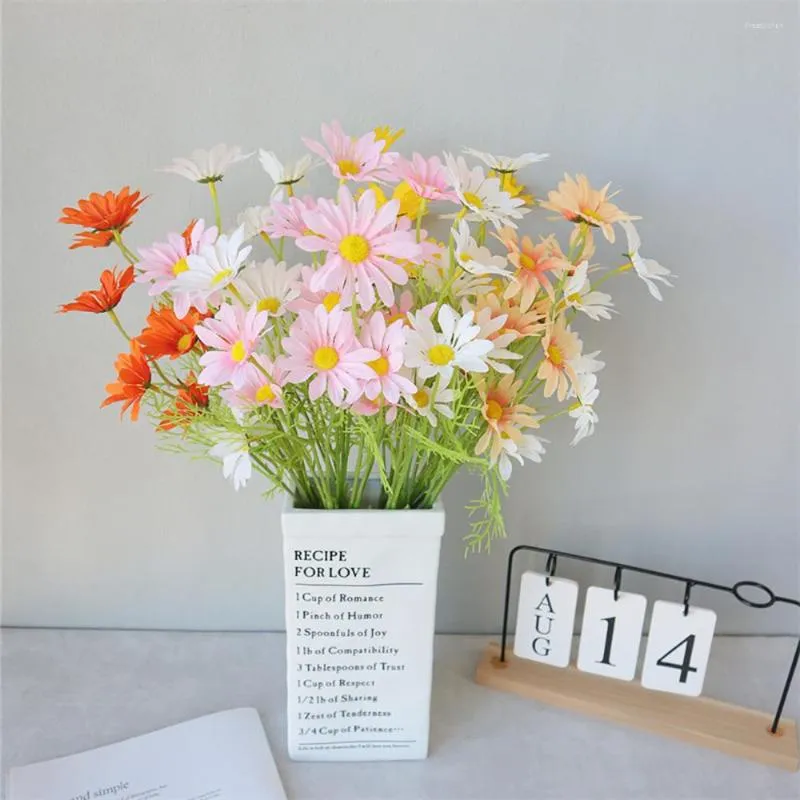 Decorative Flowers 10pcs Chamomiles Silk Artificial Flower Daisy White Fake Room Wedding Table Party Gifts Decorations Diy Bouquet