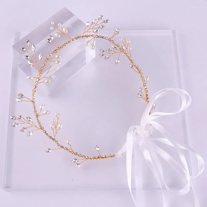 Headpieces Crystal Headband Headbond Hand-Woven Pearl Wedding Dress Smycken