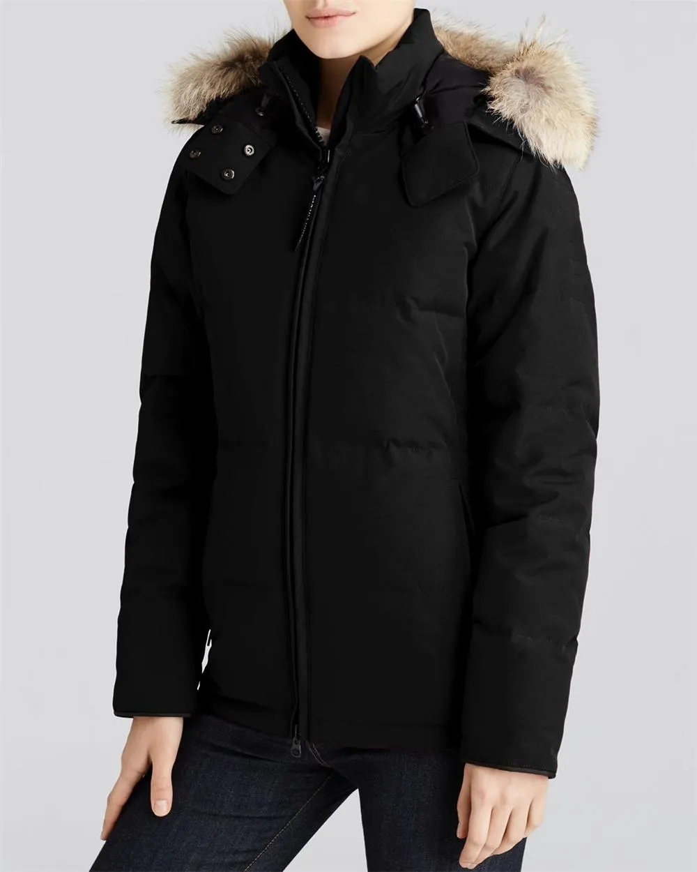 Designer-Damen-Daunenjacken, weiße Kanada-Ente, Windschutz, Damen-Parkas, Jackenkragen, Winter-Puffer, echter Wolfspelzmantel, arktischer Kapuzenbesatz, Doudoune Manteau