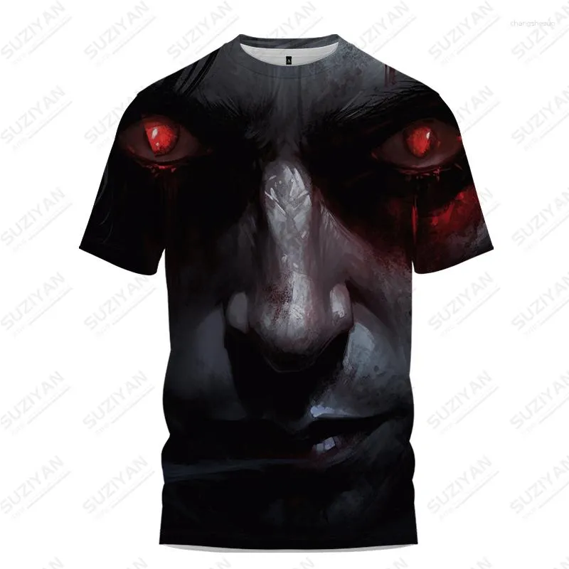 Camisetas masculinas para o verão, camisetas grandes versáteis diárias moda de rua estampa de vampiro de terror 3D de alta qualidade