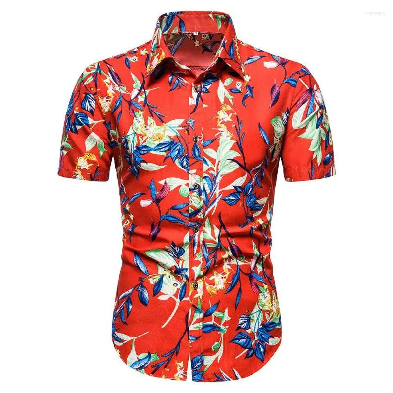 Mäns avslappnade skjortor camisa de manga corta con estampado rayas para hombre blusa informella botones cuello vuelto ropa verano nueva moda