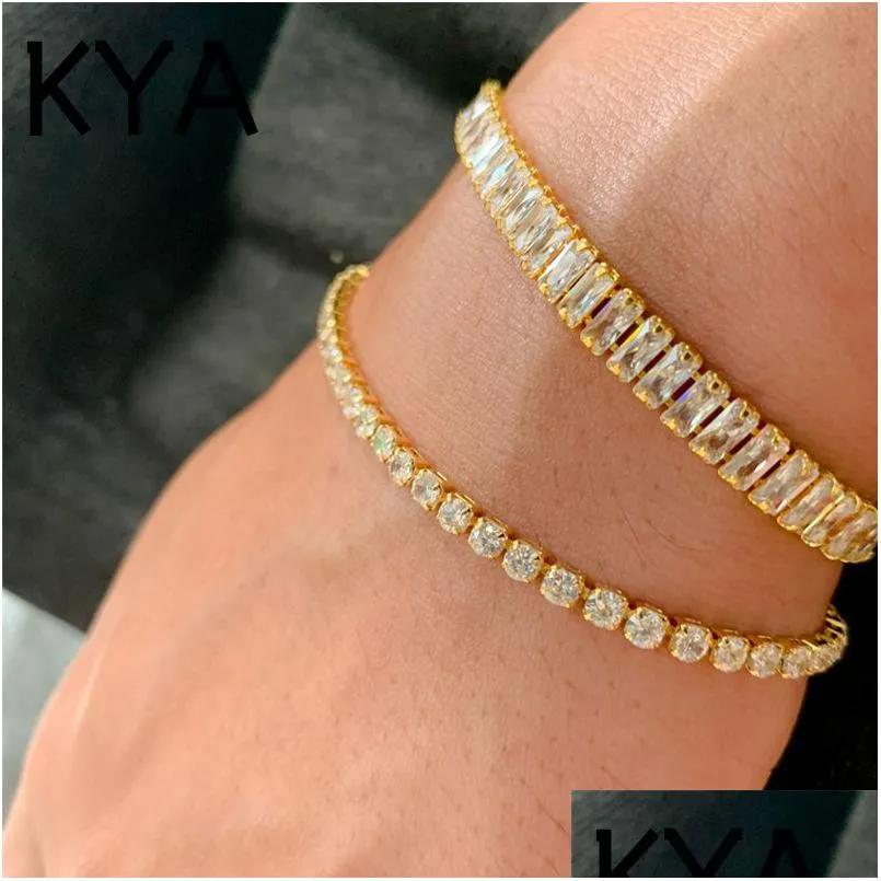 Tennis Cubic Zirconia Gold Armband Chain Armband For Women Men Color Hand CZ Homme Jewelry Drop Delivery Dhgur