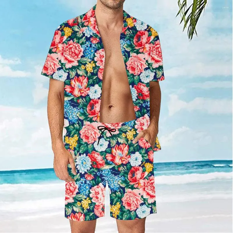 Chemises décontractées pour hommes fleur hawaïenne Hawaii imprimé vacances lâche Vintage Aloha hauts taille américaine vêtements d'été