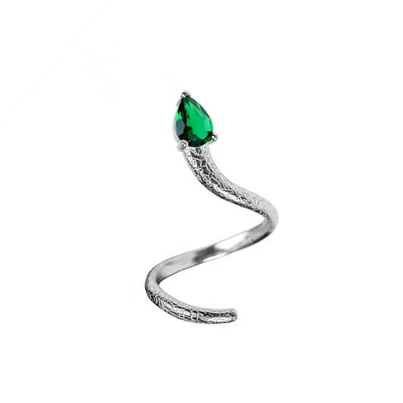 изысканный зеленый циркон кольцо змеи женщин личность простая открытая регулируемая ветра