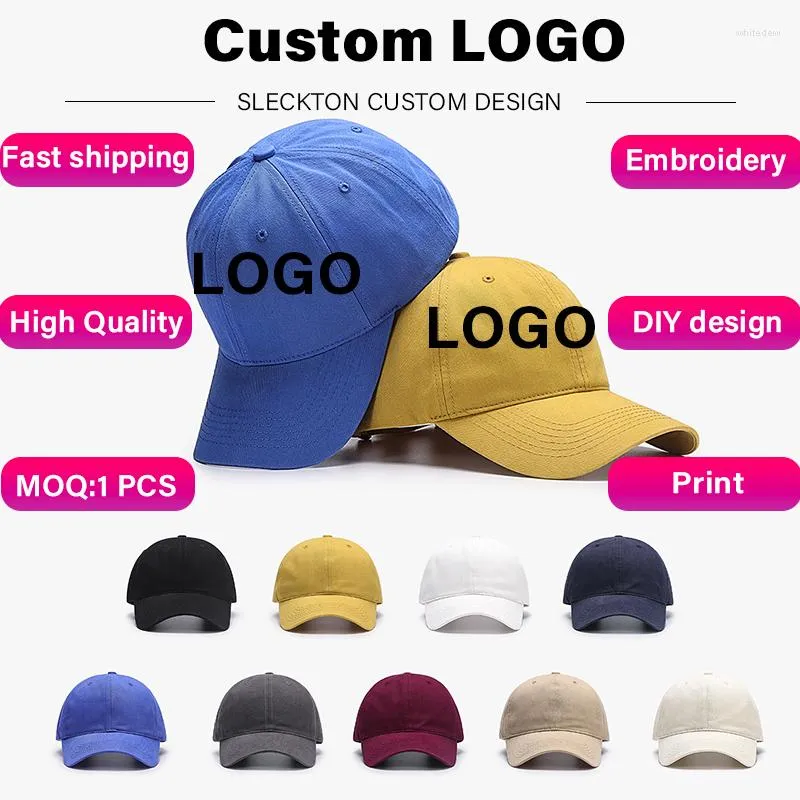 Ball Caps Seckton Custom Logo Hat Baseball Cap dla mężczyzn i kobiet solidne hafty do druku tekst Summer Sun Designer Hats unisex