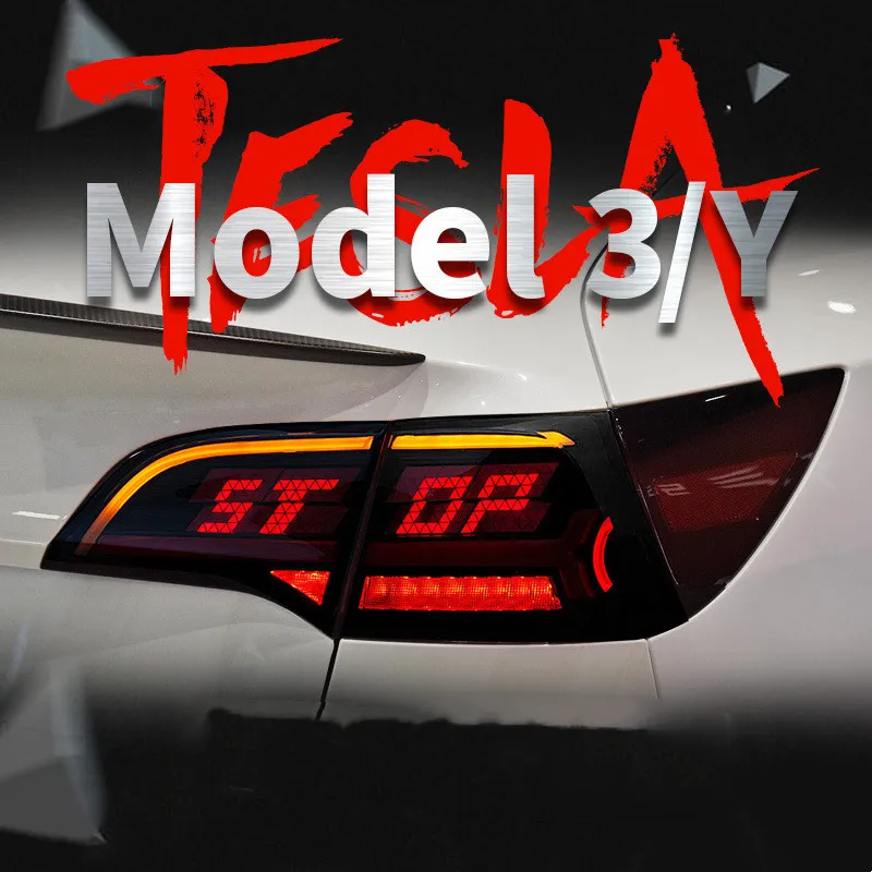Auto Taillight For Tesla Model3 Taillight Assembly ModelY Modified OLED Pixel Running Light Flow Turn Signal Lights