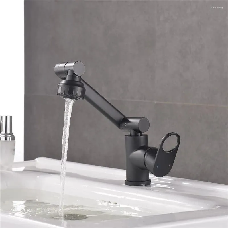 Robinets de lavabo de salle de bain Sensun lavabo en laiton un trou mitigeur robinet double fonction avec bec réglable bras mitigeur noir
