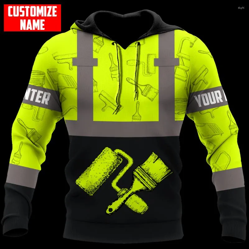 Moletons Masculinos Pintor de Nome Personalizado 3D All Over Impresso Zíper Feminino Para Homens Pulôver Casual Sudadera De Hombre MT-15