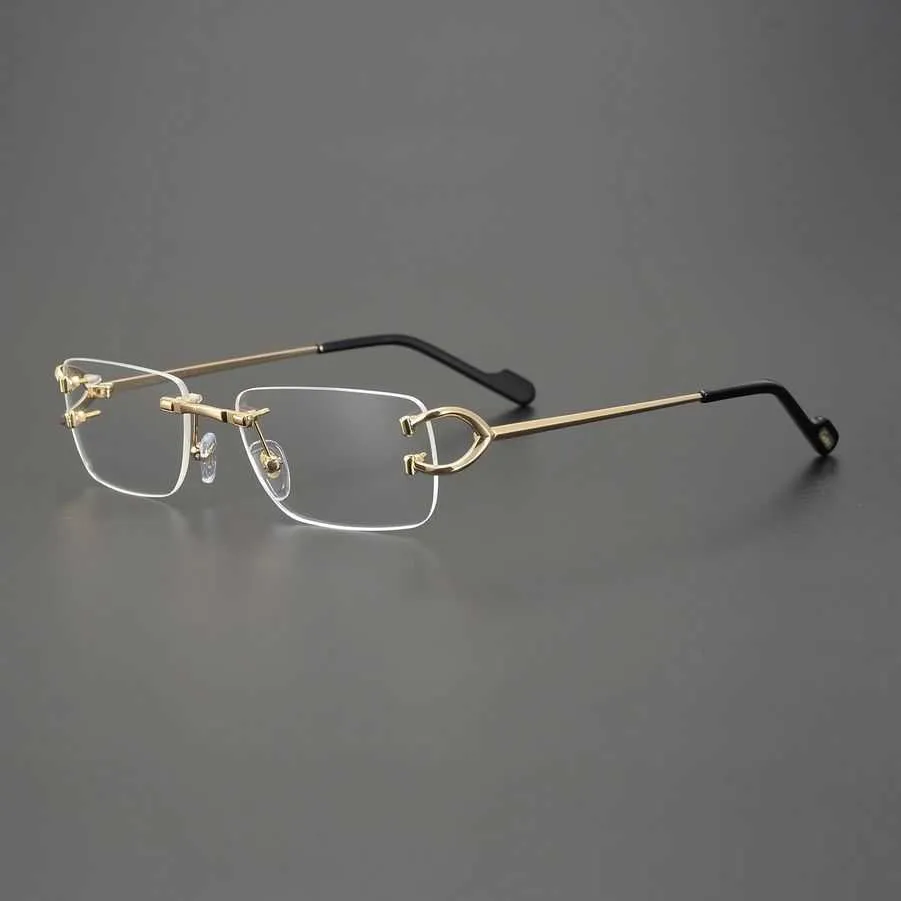 2023 Ny lyxdesigner solglasögon Kajia herr- och kvinnors ramlösa enkla mode Pure Titanium Business Myopia Lens Frame