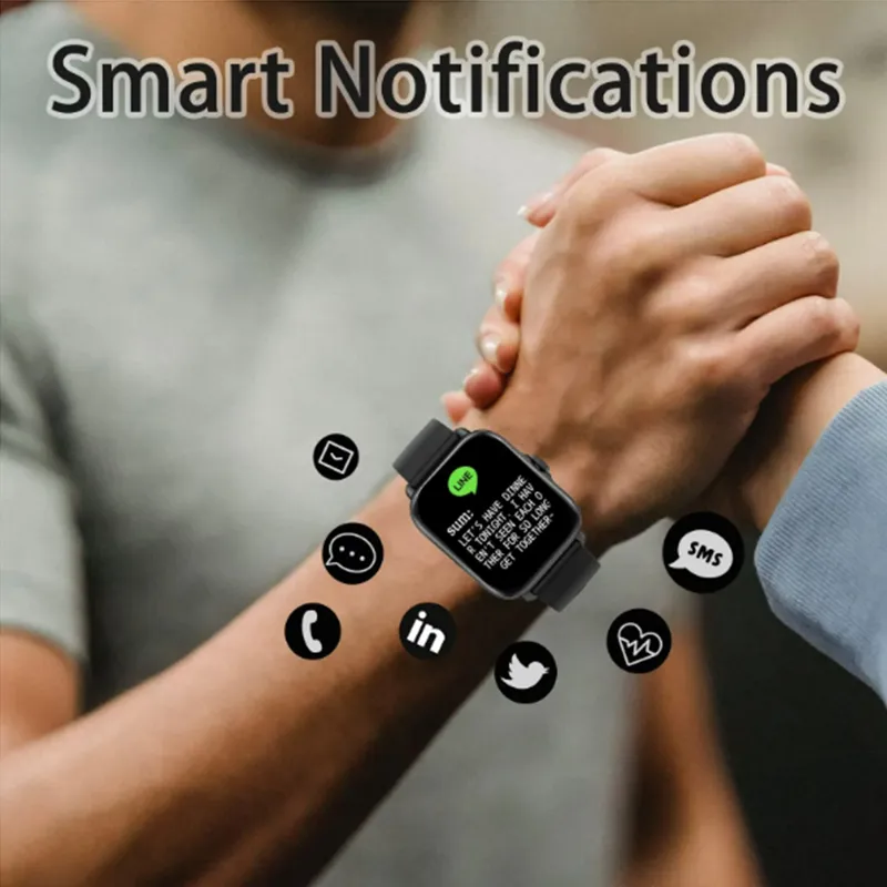 Montre intelligente à écran tactile complet pour téléphones Android et iOS Compatible Fitness Tracker avec cœur