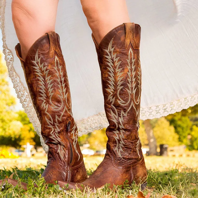 Women's Embroidered Cowgirl Ankle Boots - Short Pull-On Rain/Garden Boots, Non-Slip, White - View #2