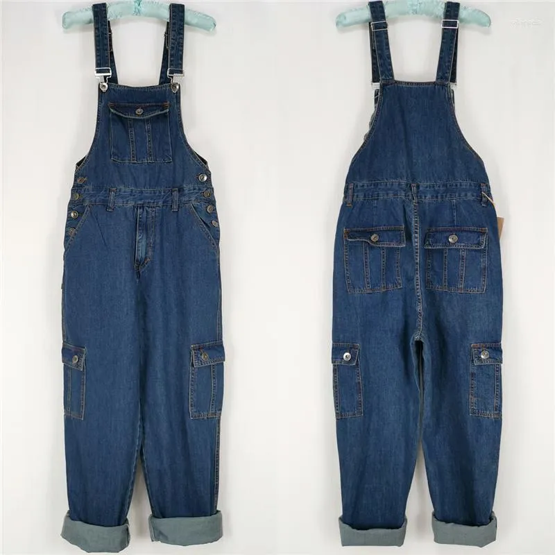 Men's Jeans Overalls Jumpsuit Large Size Strap Straight Blue With 7 Pockets More Sizes 30-48 50 Denim