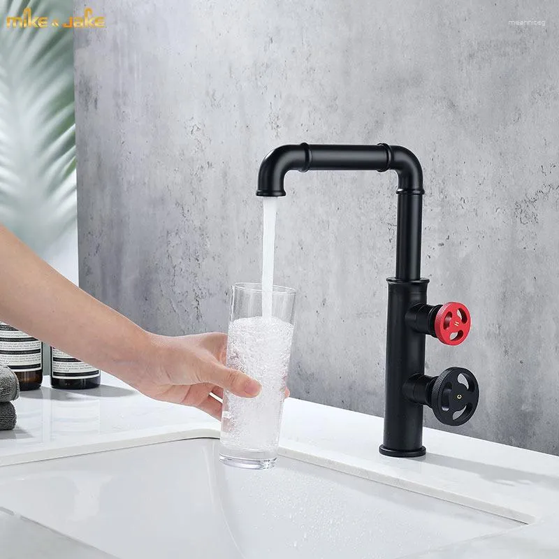 Rubinetti per lavabo da bagno Rubinetto per lavabo da cucina e doppio manico freddo Rubinetto nero stile industriale