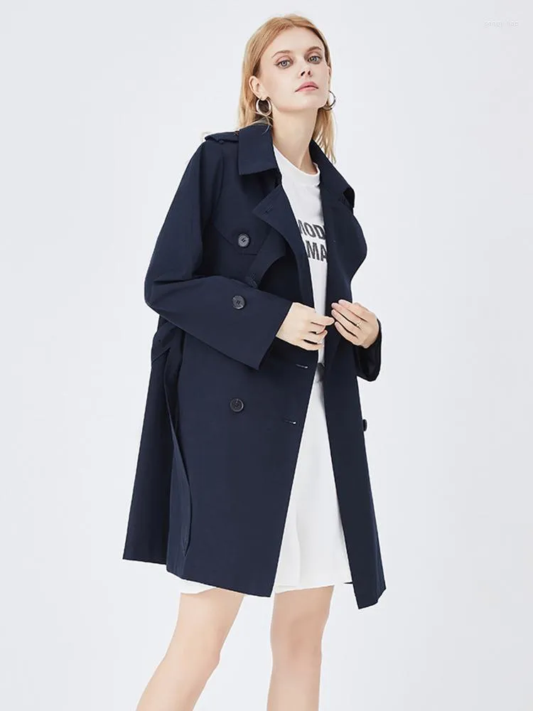 Kopa damska płaszcza solidna angielska kurtka w stylu angielskim 2023 jesień zima premium na środkową długość wiatrówki.