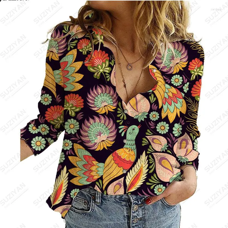 Women's Blouses Floral Long Sleeve Shirt Style Elegant Casual Loose Fit Cardigan Breathable And Comfortable Print Lining