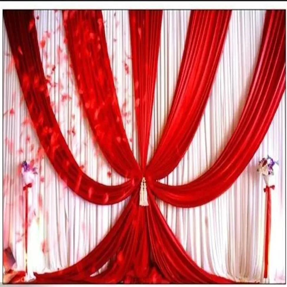 3 m hög x6m bred bröllopsbakgrund med swags -evenemang och festtyg Vackert bröllopsbakgrundsgardiner inklusive Middle Red247D