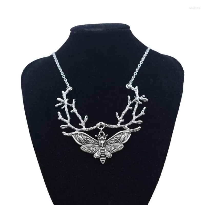 Pendant Necklaces 12pcs Vintage Gothic Antler Branches Moon Phase Moth Butterfly Necklace Witchcraft Women's Jewelry