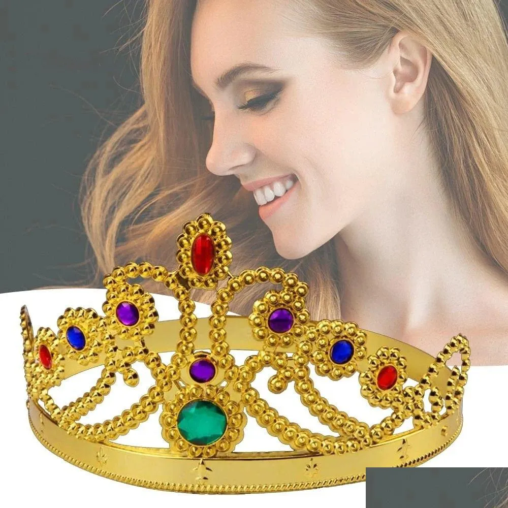 Chapéus de festa King Crown Halloween Ball Dress Up Plastic Scepter Partys Supplies Coroas de aniversário Princess Crowns Drop Delivery Home ga dhj1n