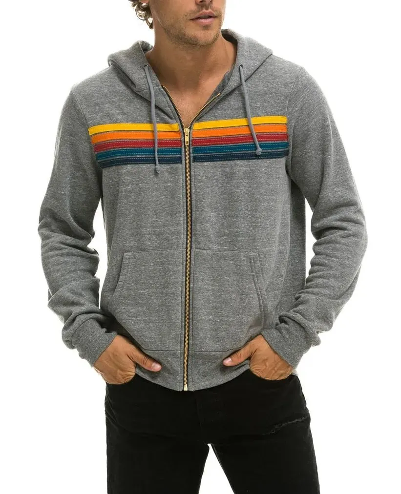 Herren Hoodies Sweatshirts Regenbogen Streifen Langarm Sweatshirt Reißverschluss Tasche Mantel Frühling Herbst Lässige Mode Jacke