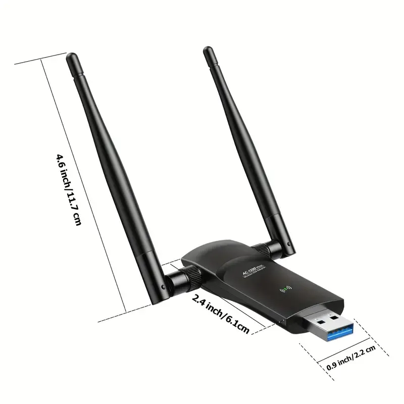 Adaptador WiFi USB L-Link para PC: Antenas duplas 5Dbi de 1300 Mbps Adaptador de rede sem fio USB 5G/2.4G para laptop desktop - WiFi Dongle