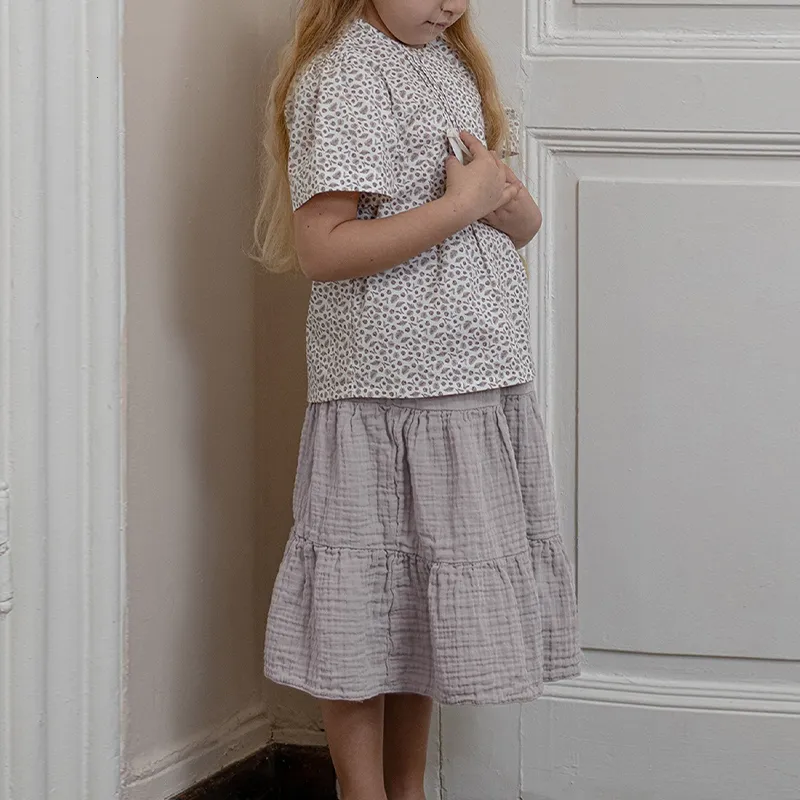 Gonne Summer Girls Tiered Ruffle Skirt Style 100 Cotton Children s Casual Loose Lunghezza al ginocchio TZ70 230802