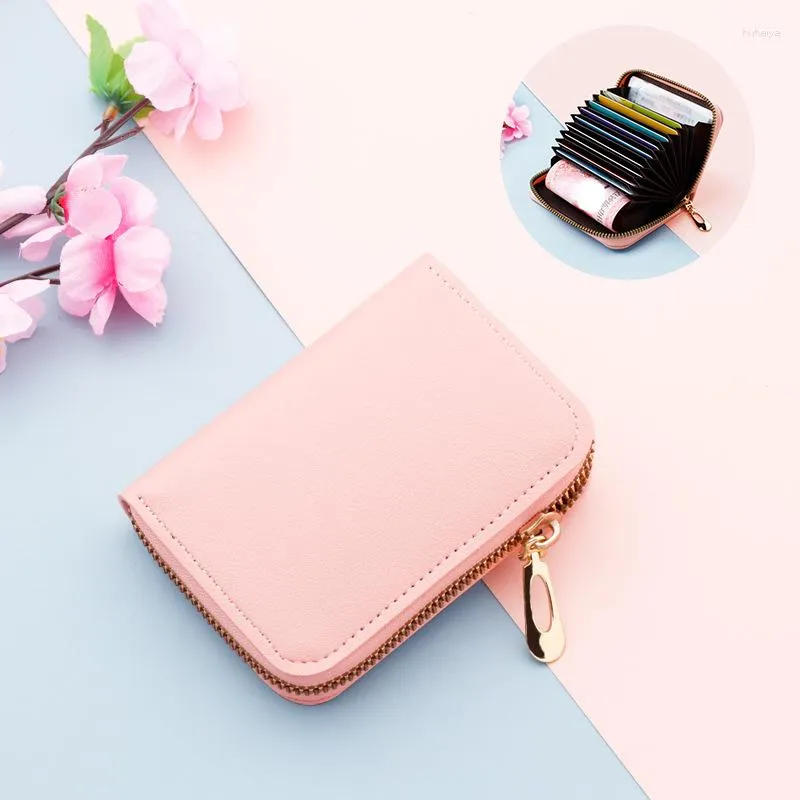 Accordion Design PU Leather Mini Card Wallet With Zipper For Men And Women Solid Coin Purse With 11 Bits For ID And Business Use From Huhaiya 20.57 DHgate.Com