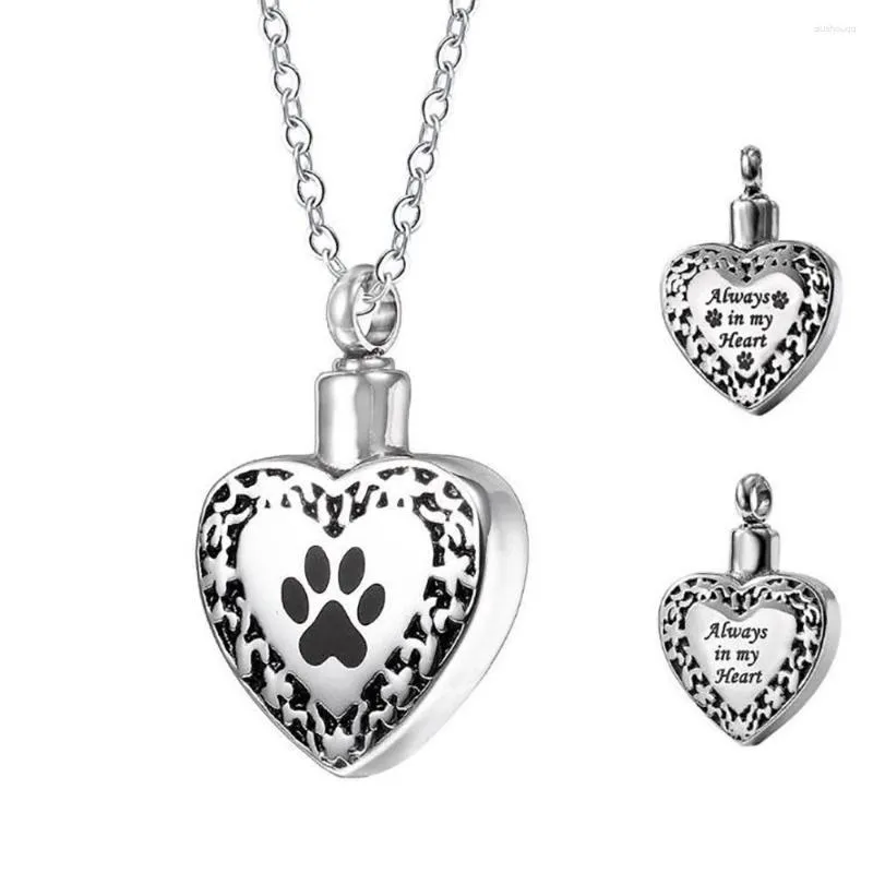 Pendentif Colliers En Acier Inoxydable Crémation Chien Pet Urne Cendres Collier Toujours Dans Mon Coeur Urnes Bijoux Cadeau Pour Lui Avec Chaîne