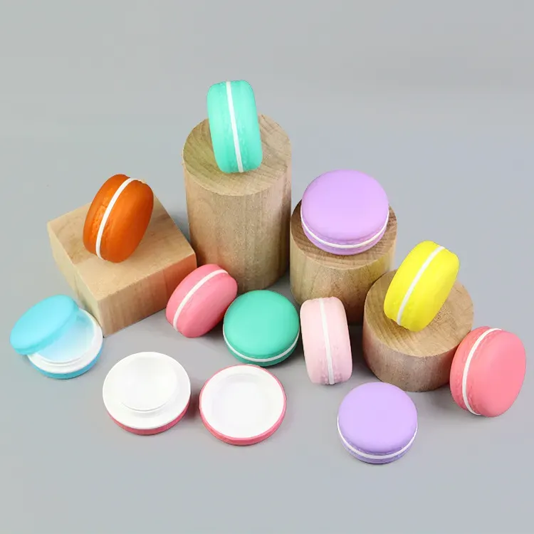 Macaron 5g Portable Plastic Cosmetic Empty Jars Pink/Yellow/Green Bottles with Lid Eyeshadow Makeup Cream Lip Balm Container Potshigh qty