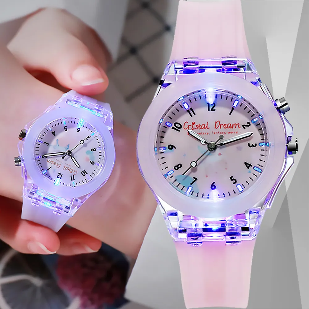 Children's watches Sport Kid Watches For Girls Boys Gift Personality Clock Easy Read Children Silicone Flash Quartz Wristwatches Reloj Infantil 230802