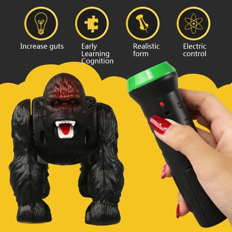 Electric RC Animals Kids Infrared Remote Control Gorilla Toy Fun Simualtion Light Sound Electronic Walking Toys Boys Girls Gifts 13 10 7cm 230801