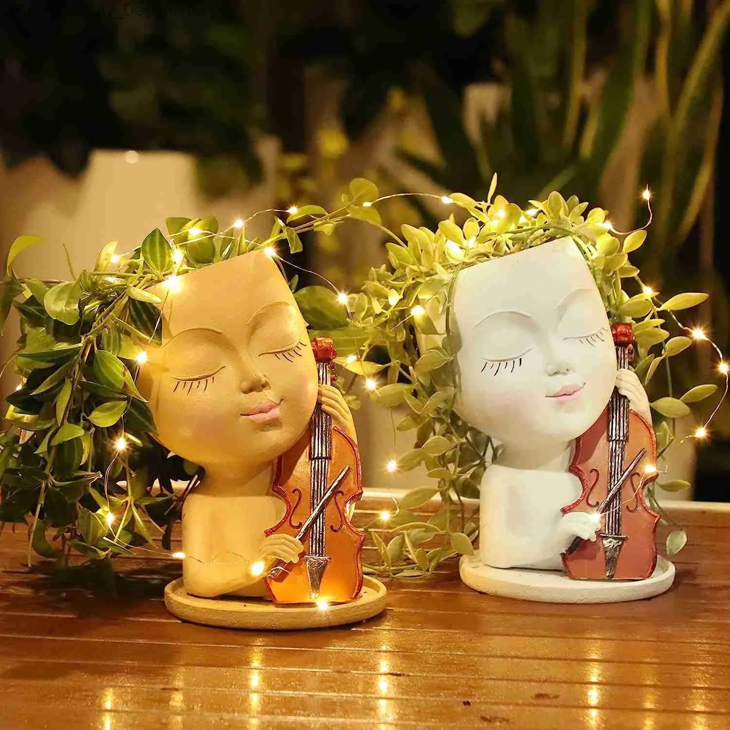 Planters Pots Girl Face Flower Pot Head Pot Cello Music Womens Pot With