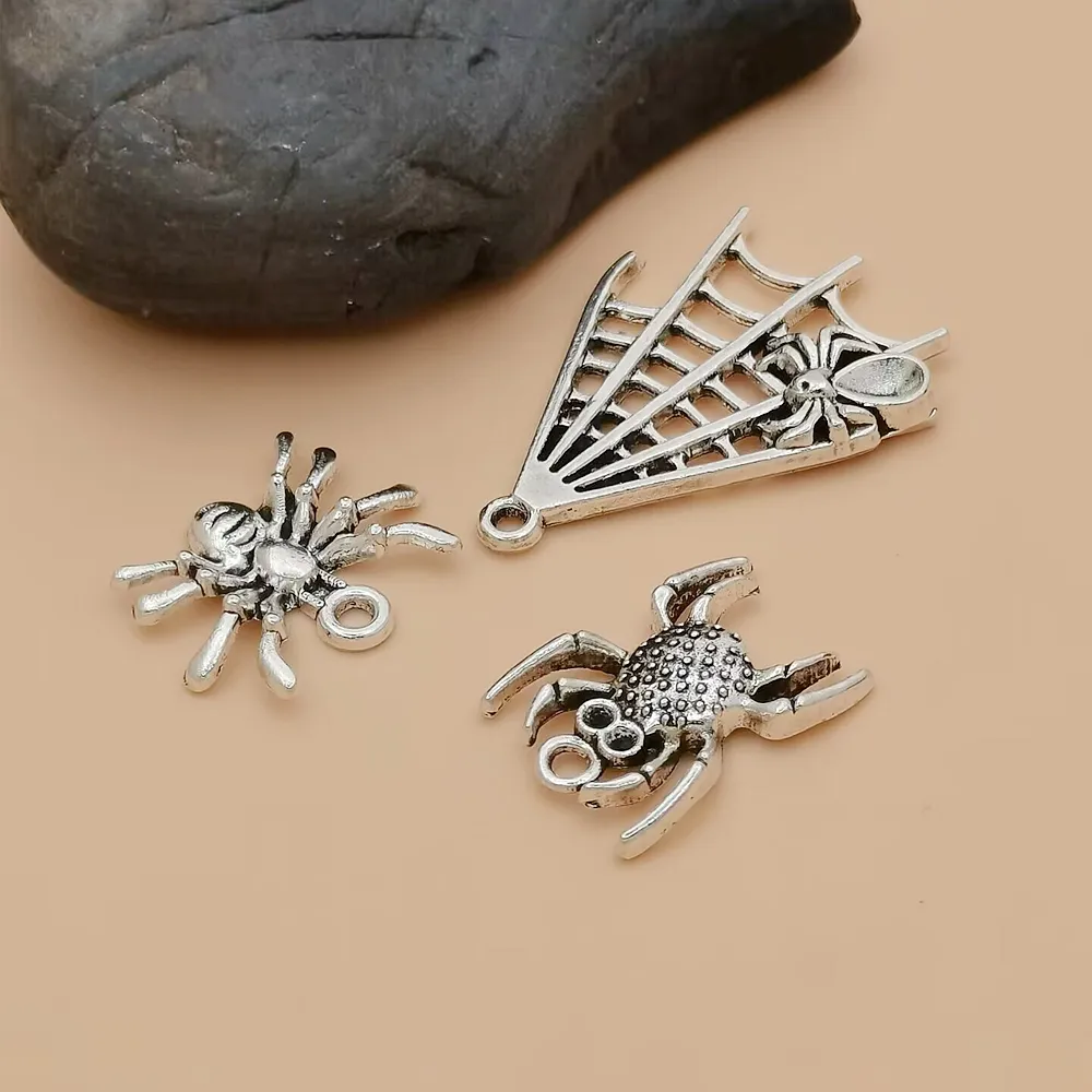 90pcs Takılar Örümcek Cadılar Bayramı Antika Gümüş Takımlar Bilezik Kolye Takı Bulguları Yapmak İçin Mücevher Yapma Mücevher Yapımı X-05