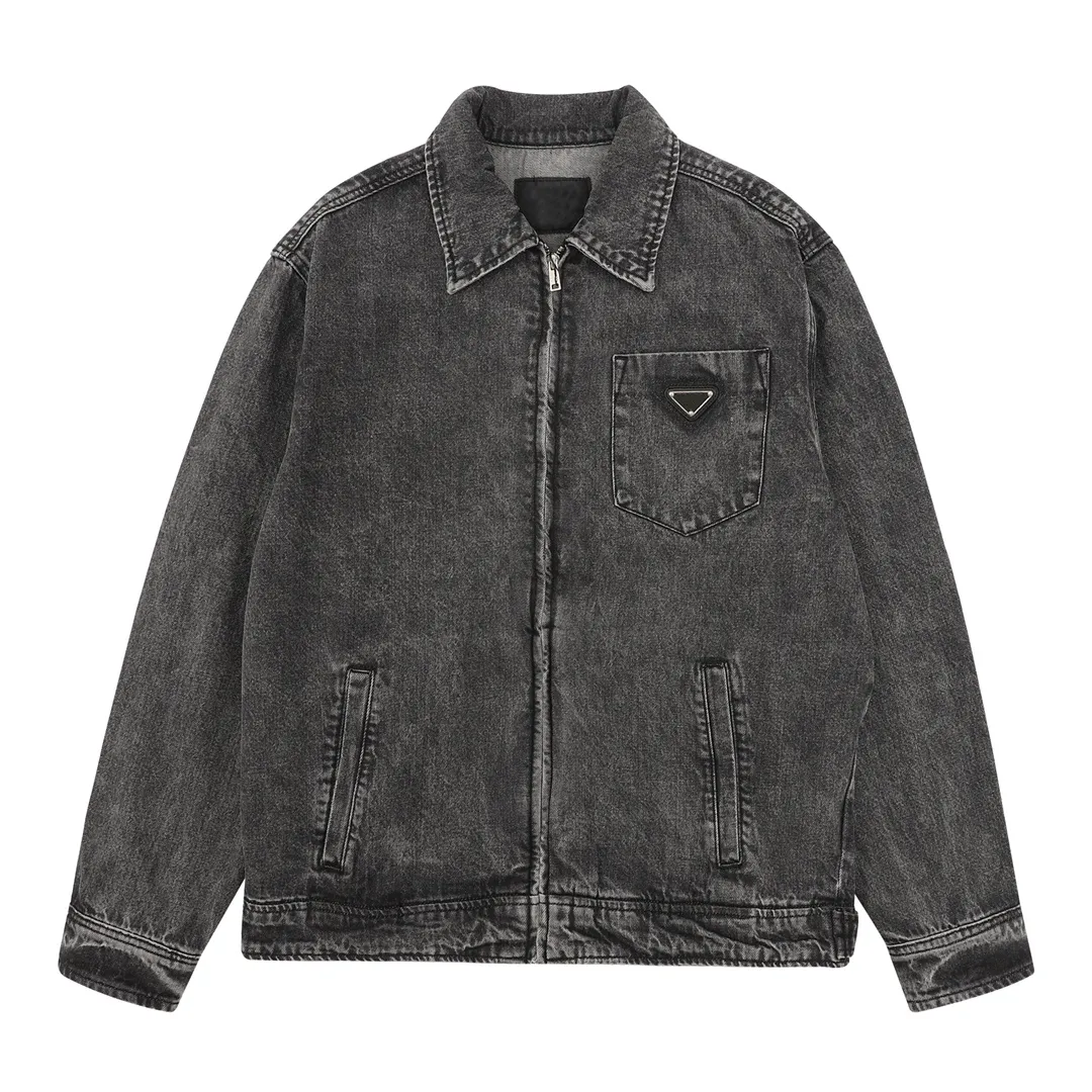 Veste de créateur de qualité haut de gamme mode fermeture éclair revers cou Jean veste marque de luxe veste décontractée pour hommes