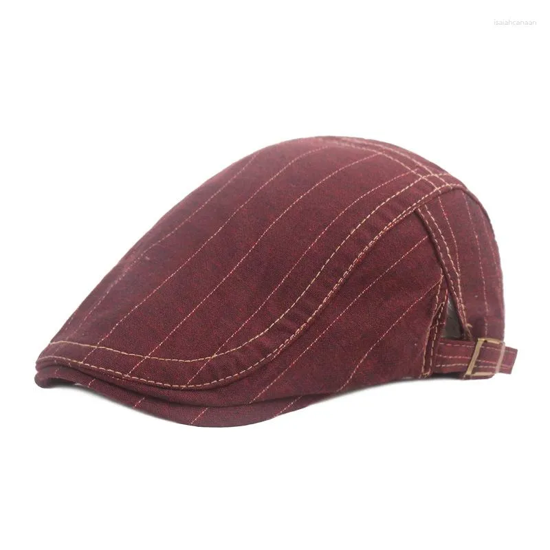 Berets Men Striped Spring Autumn Women British Style Sboy Caps Retro Męskie Anglia Czapki szczytowe Painter for unisex