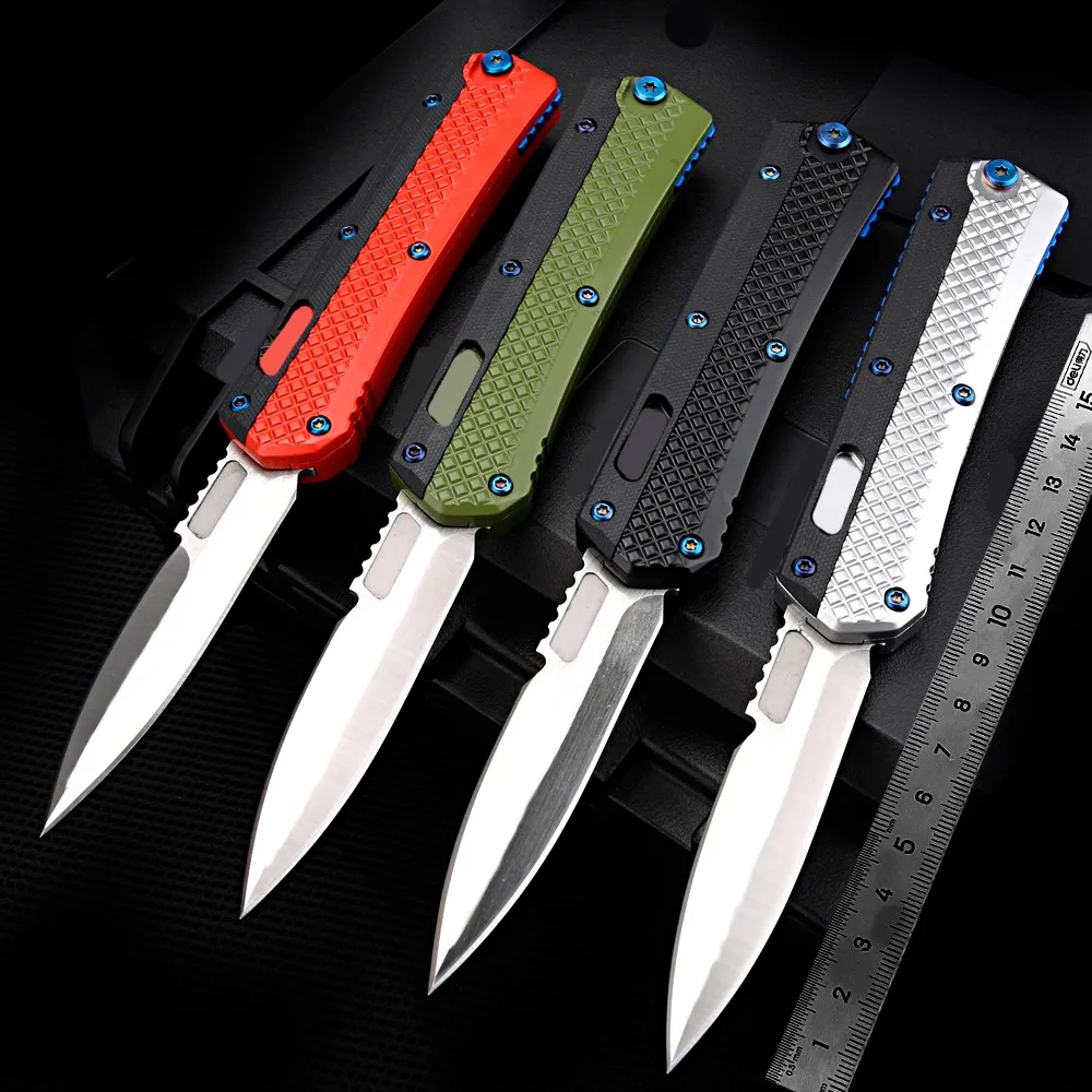 M390 Blade Micro Tech UT 184-10S 시그니처 시리즈 Glykon OTF 자동 나이프 아연 알루미늄 합금 핸들 야외 EDC 포켓 나이프 자체 방어 전술 도구